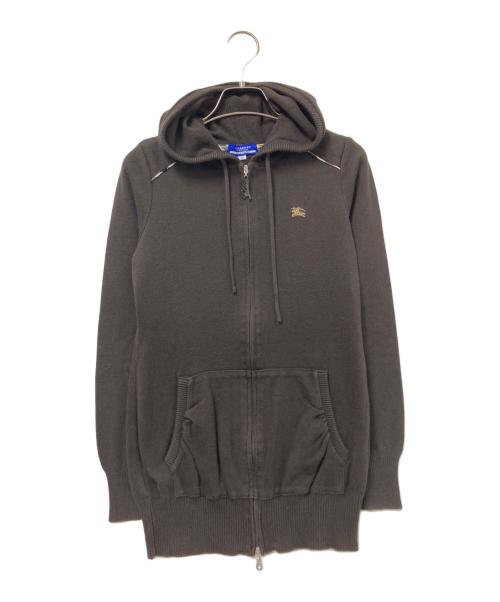 BURBERRY BLUE LABEL（バーバリー ブルー レーベル）BURBERRY BLUE LABEL (バーバリー ブルー レーベル) ジップアップニットパーカー ブラウン サイズ:38の古着・服飾アイテム