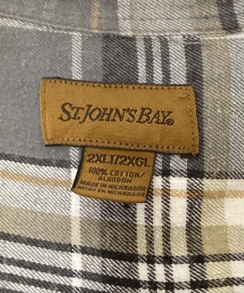 ST JOHN'S BAY（セントジョンズベイ）ST JOHN'S BAY (セントジョンズベイ) ネルシャツ グレー×ベージュ サイズ:2XLの古着・服飾アイテム
