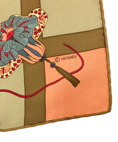 HERMES（エルメス）HERMES (エルメス) シルクスカーフ ブルー×ベージュ サイズ:下記参照の古着・服飾アイテム