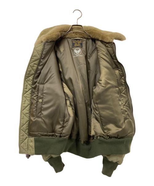 HOUSTON（ヒューストン）HOUSTON (ヒューストン) B-15Bフライトジャケット ベージュ×グリーン サイズ:44の古着・服飾アイテム