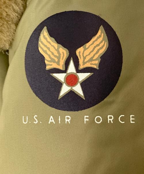 HOUSTON（ヒューストン）HOUSTON (ヒューストン) B-15Bフライトジャケット ベージュ×グリーン サイズ:44の古着・服飾アイテム