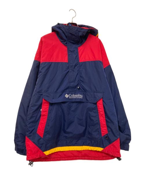 Columbia（コロンビア）Columbia (コロンビア) 90‘Sアノラックパーカー レッド×ネイビー サイズ:Mの古着・服飾アイテム