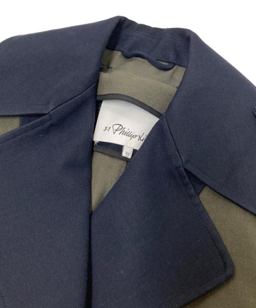 3.1 phillip lim（スリーワンフィリップリム）3.1 phillip lim (スリーワンフィリップリム) ブロックカラー トレンチコート ネイビー×オリーブ サイズ:XSの古着・服飾アイテム