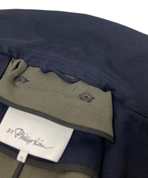 3.1 phillip lim（スリーワンフィリップリム）3.1 phillip lim (スリーワンフィリップリム) ブロックカラー トレンチコート ネイビー×オリーブ サイズ:XSの古着・服飾アイテム