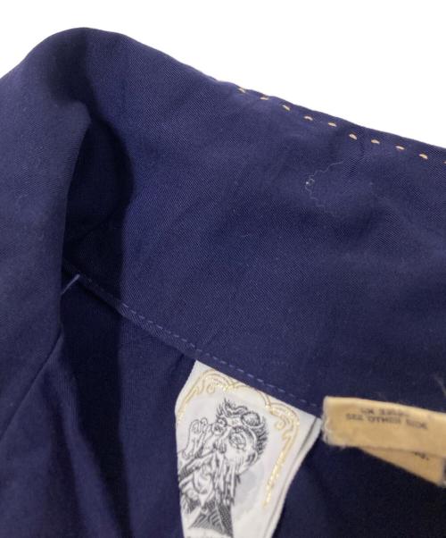 KENNINGTON（ケニントン）KENNINGTON (ケニントン) 70s切替レーヨンシャツ ベージュ×ネイビー サイズ:Mの古着・服飾アイテム