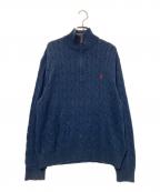 POLO RALPH LAURENポロ・ラルフローレン）の古着「ハーフジップケーブルニット」｜ネイビー