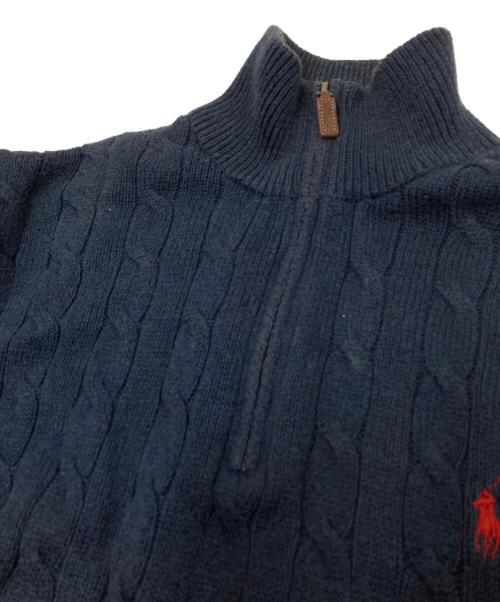 POLO RALPH LAUREN（ポロ・ラルフローレン）POLO RALPH LAUREN (ポロ・ラルフローレン) ハーフジップケーブルニット ネイビー サイズ:Lの古着・服飾アイテム