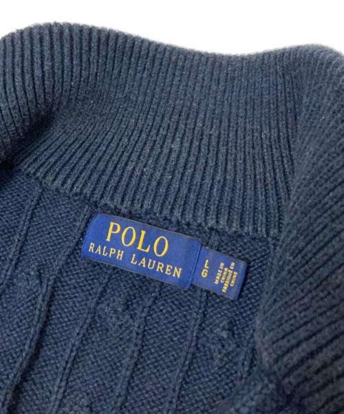 POLO RALPH LAUREN（ポロ・ラルフローレン）POLO RALPH LAUREN (ポロ・ラルフローレン) ハーフジップケーブルニット ネイビー サイズ:Lの古着・服飾アイテム
