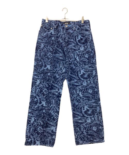 X-LARGE（エクストララージ）X-LARGE (エクストララージ) ディスチャージプリント デニムパンツ ネイビー×ブルー サイズ:34の古着・服飾アイテム