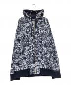 stussyステューシー）の古着「総柄ジップパーカー」｜ホワイト×ブラック