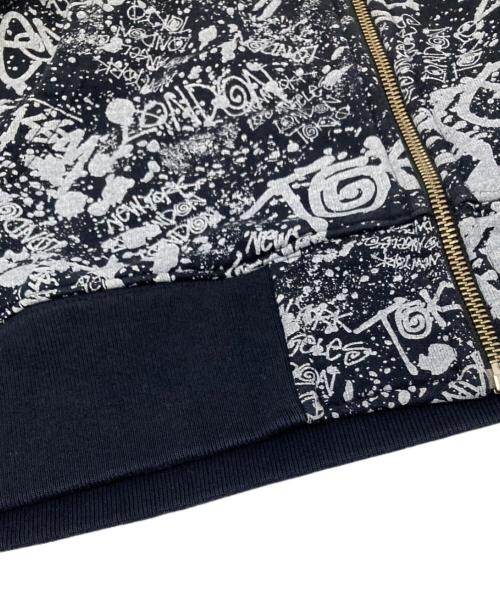 stussy（ステューシー）stussy (ステューシー) 総柄ジップパーカー ホワイト×ブラック サイズ:XLの古着・服飾アイテム