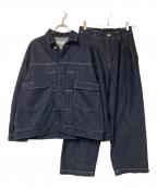 WYM LIDNMウィム バイ リドム）の古着「HEAVY OZ WIDE DENIM SET-UP」｜インディゴ