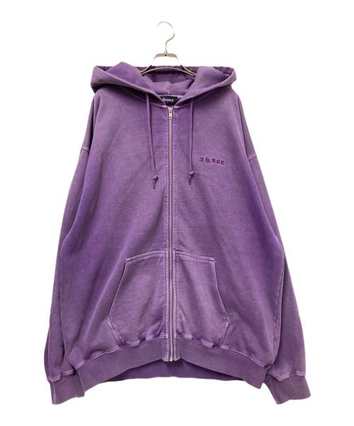 X-LARGE（エクストララージ）X-LARGE (エクストララージ) PIGMENT DYED EMBOSS LOGO ZIP HOODED SWEAT パープル サイズ:XLの古着・服飾アイテム
