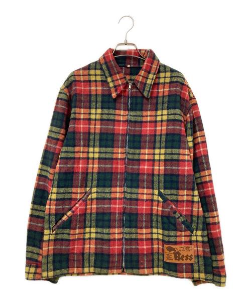 BESS（ベス）BESS (ベス) ジップアップシャツジャケット レッド×グリーン サイズ:48の古着・服飾アイテム