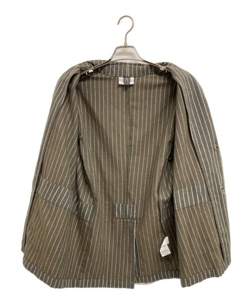 Yarmo（ヤーモ）Yarmo (ヤーモ) ストライプジャケット グレー サイズ:表記無しの古着・服飾アイテム