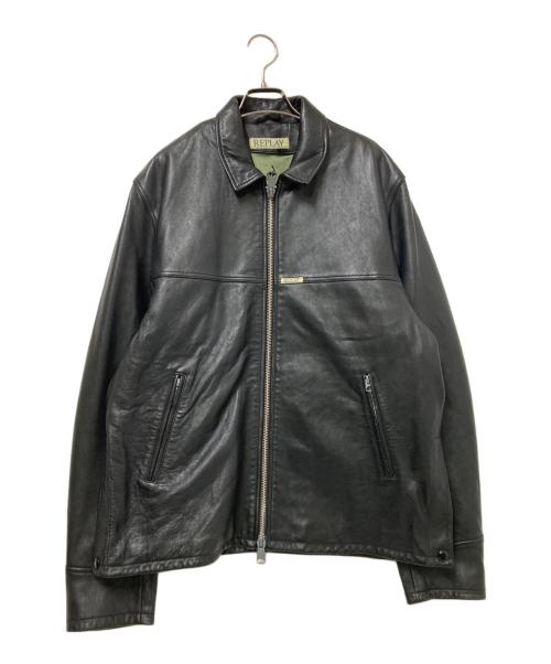 REPLAY（リプレイ）REPLAY (リプレイ) WAXラムレザージャケット ブラック サイズ:XL 未使用品の古着・服飾アイテム