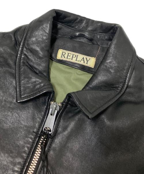 REPLAY（リプレイ）REPLAY (リプレイ) WAXラムレザージャケット ブラック サイズ:XL 未使用品の古着・服飾アイテム