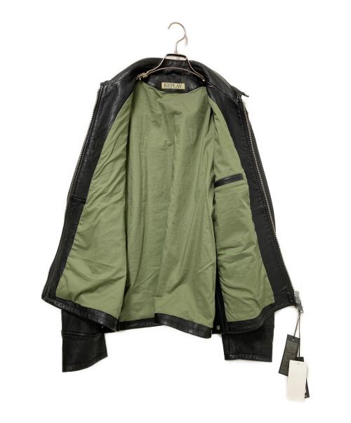 REPLAY（リプレイ）REPLAY (リプレイ) WAXラムレザージャケット ブラック サイズ:XL 未使用品の古着・服飾アイテム