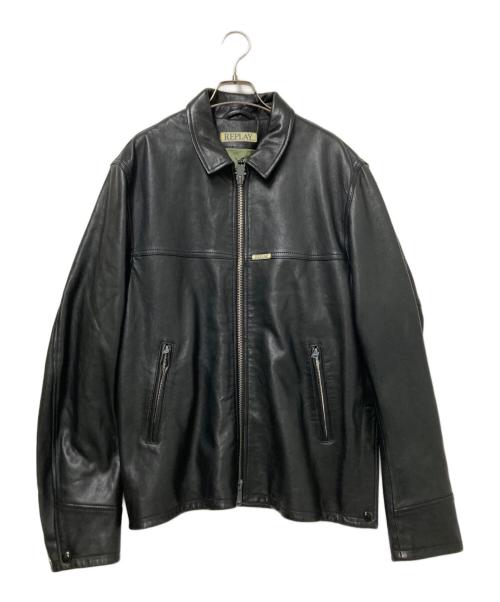 REPLAY（リプレイ）REPLAY (リプレイ) WAXラムレザージャケット ブラック サイズ:XL 未使用品の古着・服飾アイテム