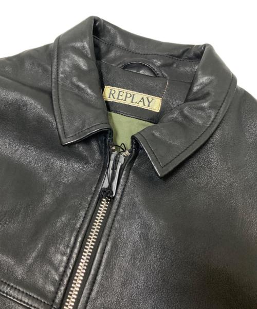 REPLAY（リプレイ）REPLAY (リプレイ) WAXラムレザージャケット ブラック サイズ:XL 未使用品の古着・服飾アイテム