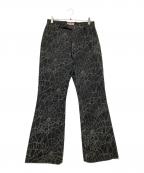 masuエムエーエスユー）の古着「FLOCKY WEB FLARE PANTS」｜グレー×ブラック