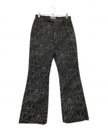 masu（エムエーエスユー）の古着「FLOCKY WEB FLARE PANTS」｜グレー×ブラック