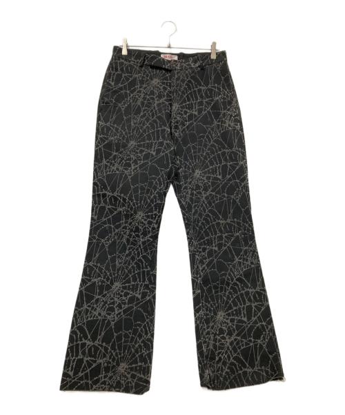 masu（エムエーエスユー）masu (エムエーエスユー) FLOCKY WEB FLARE PANTS グレー×ブラック サイズ:48の古着・服飾アイテム