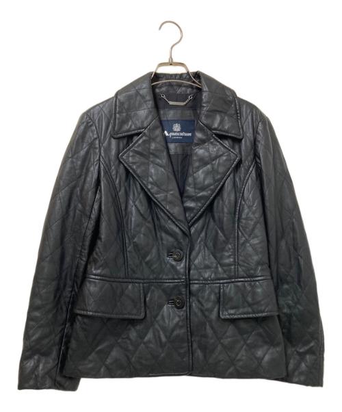 Aquascutum（アクアスキュータム）Aquascutum (アクアスキュータム) シープスキンキルティングジャケット ブラック サイズ:9Fの古着・服飾アイテム