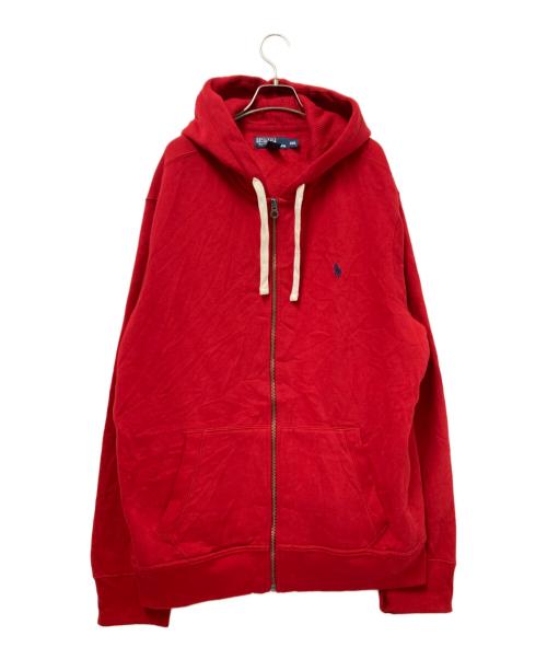 POLO RALPH LAUREN（ポロ・ラルフローレン）POLO RALPH LAUREN (ポロ・ラルフローレン) ロゴ刺繍ジップパーカー レッド サイズ:XXLの古着・服飾アイテム