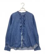 SHIPSシップス）の古着「ライトオンス フリル デニム シャツ」｜インディゴ