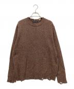 ATER / STUDIO JAPANアーテルストゥディオ）の古着「ダメージ加工クルーネックニット」｜ブラウン