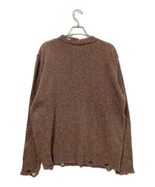 ATER / STUDIO JAPAN（アーテルストゥディオ）ATER / STUDIO JAPAN (アーテルストゥディオ) ダメージ加工クルーネックニット ブラウン サイズ:Mの古着・服飾アイテム
