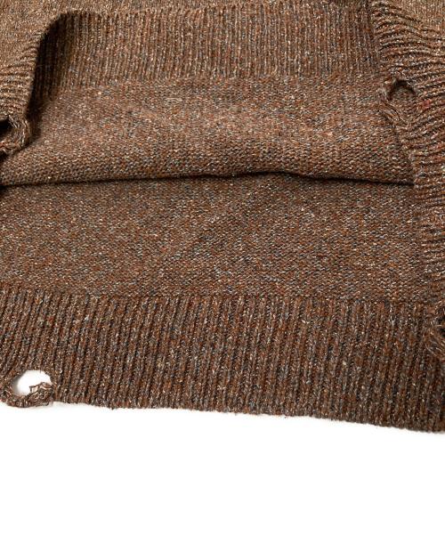 ATER / STUDIO JAPAN（アーテルストゥディオ）ATER / STUDIO JAPAN (アーテルストゥディオ) ダメージ加工クルーネックニット ブラウン サイズ:Mの古着・服飾アイテム