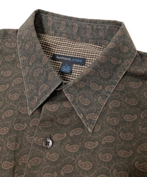 VAN HEUSEN（ヴァンヒューセン/バンヒューゼン）VAN HEUSEN (ヴァンヒューセン/バンヒューゼン) ペイズリー柄シャツ ブラウン サイズ:Lの古着・服飾アイテム