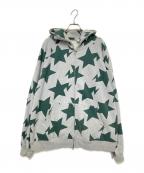 BAPE BY A BATHING APEベイプバイアベイシングエイプ）の古着「00sスター柄ジップパーカー」｜グリーン×グレー