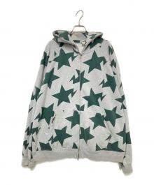 BAPE BY A BATHING APE（ベイプバイアベイシングエイプ）の古着「00sスター柄ジップパーカー」｜グリーン×グレー