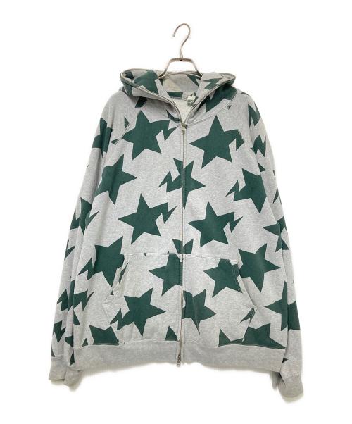 BAPE BY A BATHING APE（ベイプバイアベイシングエイプ）BAPE BY A BATHING APE (ベイプバイアベイシングエイプ) 00sスター柄ジップパーカー グリーン×グレー サイズ:Lの古着・服飾アイテム