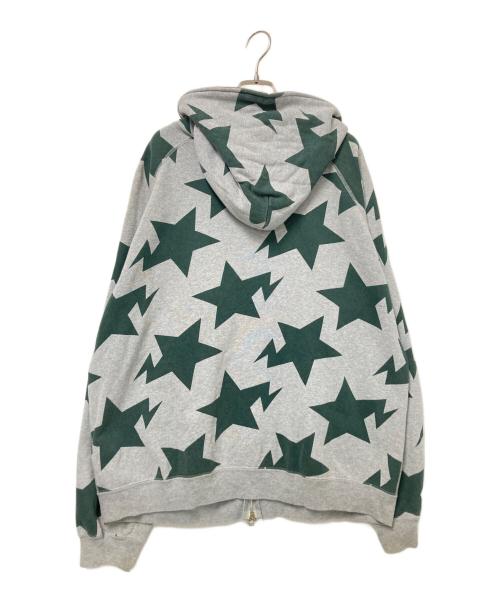 BAPE BY A BATHING APE（ベイプバイアベイシングエイプ）BAPE BY A BATHING APE (ベイプバイアベイシングエイプ) 00sスター柄ジップパーカー グリーン×グレー サイズ:Lの古着・服飾アイテム