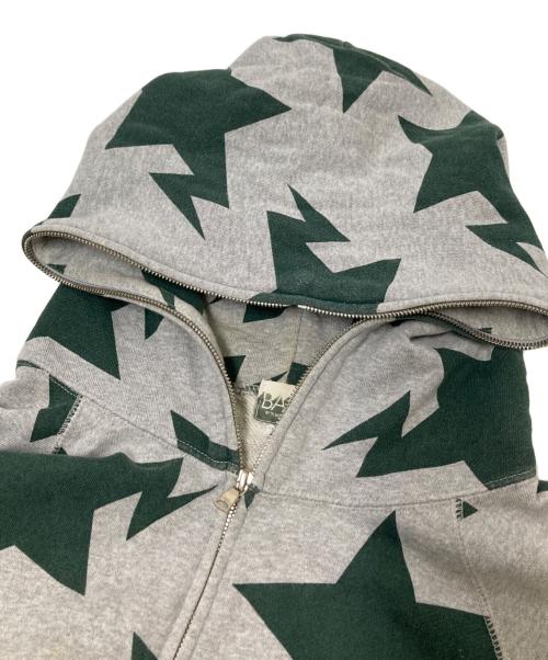 BAPE BY A BATHING APE（ベイプバイアベイシングエイプ）BAPE BY A BATHING APE (ベイプバイアベイシングエイプ) 00sスター柄ジップパーカー グリーン×グレー サイズ:Lの古着・服飾アイテム