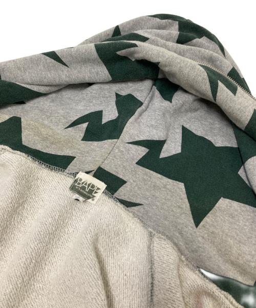 BAPE BY A BATHING APE（ベイプバイアベイシングエイプ）BAPE BY A BATHING APE (ベイプバイアベイシングエイプ) 00sスター柄ジップパーカー グリーン×グレー サイズ:Lの古着・服飾アイテム