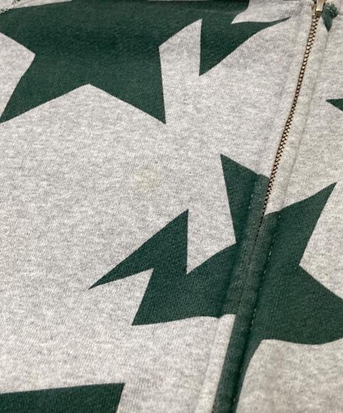 BAPE BY A BATHING APE（ベイプバイアベイシングエイプ）BAPE BY A BATHING APE (ベイプバイアベイシングエイプ) 00sスター柄ジップパーカー グリーン×グレー サイズ:Lの古着・服飾アイテム