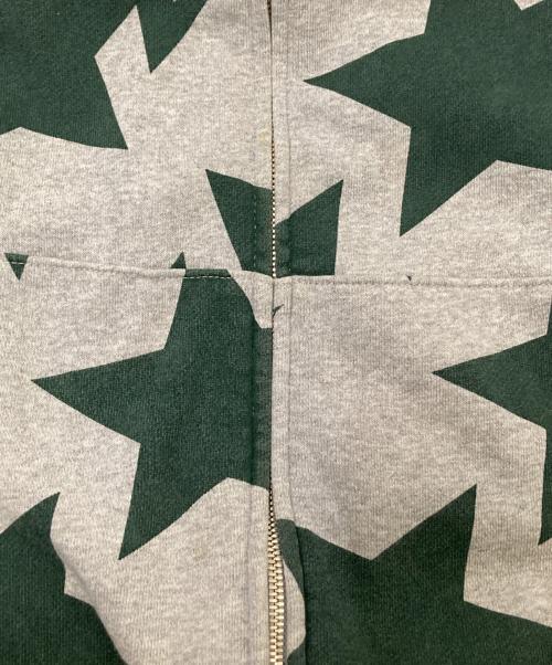 BAPE BY A BATHING APE（ベイプバイアベイシングエイプ）BAPE BY A BATHING APE (ベイプバイアベイシングエイプ) 00sスター柄ジップパーカー グリーン×グレー サイズ:Lの古着・服飾アイテム