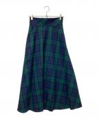 BLUE LABEL CRESTBRIDGEブルーレーベルクレストブリッジ）の古着「ウールタータンチェック柄スカート」｜グリーン×ネイビー