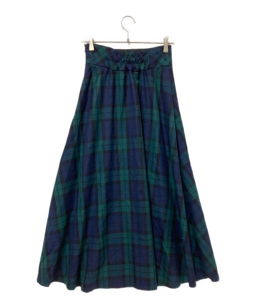 BLUE LABEL CRESTBRIDGE（ブルーレーベルクレストブリッジ）BLUE LABEL CRESTBRIDGE (ブルーレーベルクレストブリッジ) ウールタータンチェック柄スカート グリーン×ネイビー サイズ:38の古着・服飾アイテム