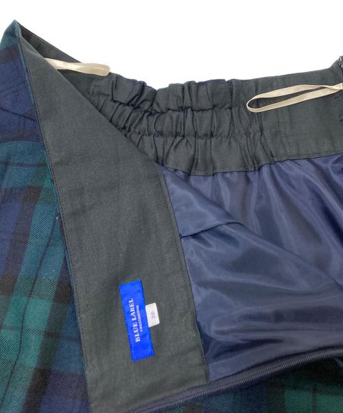 BLUE LABEL CRESTBRIDGE（ブルーレーベルクレストブリッジ）BLUE LABEL CRESTBRIDGE (ブルーレーベルクレストブリッジ) ウールタータンチェック柄スカート グリーン×ネイビー サイズ:38の古着・服飾アイテム