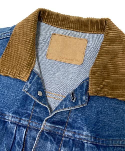 ordinary fits（オーディナリーフィッツ）ordinary fits (オーディナリーフィッツ) デニムジャケット インディゴ×ブラウン サイズ:38の古着・服飾アイテム