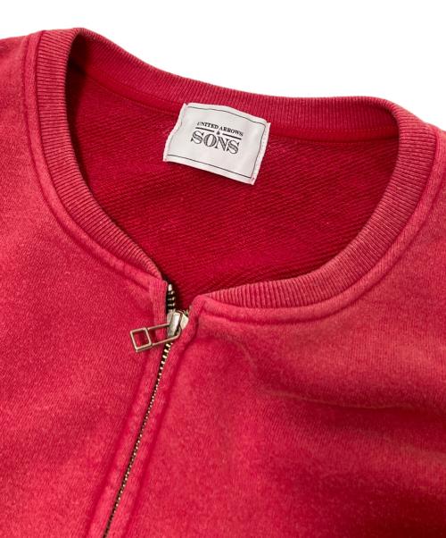 UNITED ARROWS & SONS（ユナイテッドアローズ＆サンズ）UNITED ARROWS & SONS (ユナイテッドアローズ＆サンズ) フェード加工スウェットカーディガン レッド サイズ:XLの古着・服飾アイテム