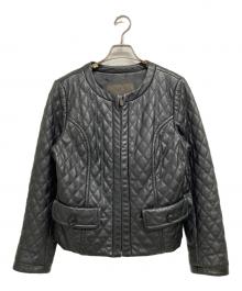 MACKINTOSH LONDON（マッキントッシュ ロンドン）の古着「キルティングレザーノーカラージャケット」｜ブラック