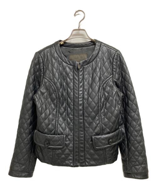 MACKINTOSH LONDON（マッキントッシュ ロンドン）MACKINTOSH LONDON (マッキントッシュ ロンドン) キルティングレザーノーカラージャケット ブラック サイズ:44の古着・服飾アイテム