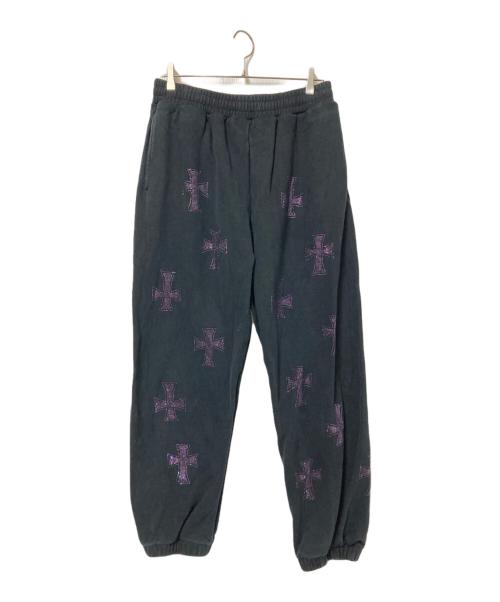 unknown（アンノウン）unknown (アンノウン) Outline Cross Rhinestone Sweat Pants ブラック サイズ:XLの古着・服飾アイテム